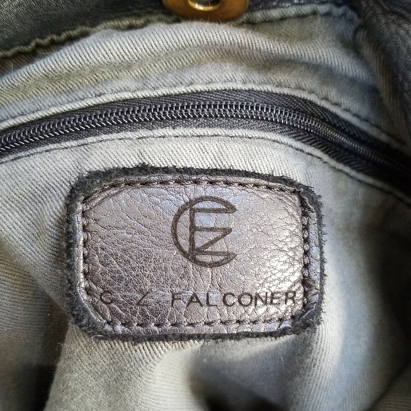 Large C.Z. Falconer Designer Black Leather Handbag purse - Picture 7 of 7